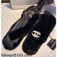 Chanel Lambskin and Rabbit Fur Long Gloves Black 2021 102901