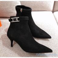 Hermes Suede Blanche Ankle Boot With 6cm Heel Black 2020