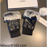 Chanel Lambskin and Rabbit Fur Short Gloves Black 2021 102903