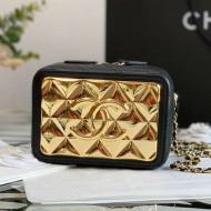 Chanel Lambskin & Gold Metal Clutch with Chain AP2393 Black 2021