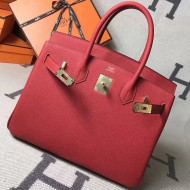 Hermes Original Togo Leather Birkin 25/30/35 Handbag Red (Gole-tone Hardware)