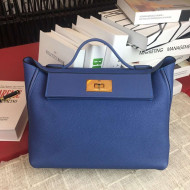 Hermes Original Togo And Swift Leather Kelly 24/24 Bag Blue 2018 (Gold Hardware)