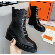 Hermes Calfskin Bridge Ankle Boot With 7cm Heel Black 2020