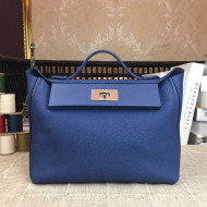 Hermes Original Togo And Swift Leather Kelly 24/24 Bag Blue 2018 (Silver Hardware)