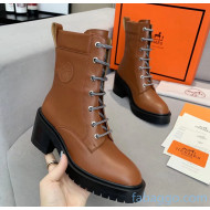 Hermes Calfskin Bridge Ankle Boot With 7cm Heel Brown 2020
