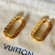 Louis Vuitton LV Edge Monogram Metal Hoop Earrings Gold 2021