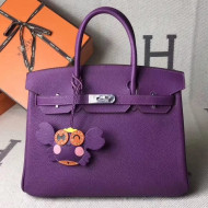 Hermes Original Togo Leather Birkin 25/30/35 Handbag Purple (Silver-tone Hardware)