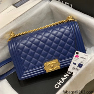 Chanel Quilted Original Haas Caviar Leather Medium Boy Flap Bag Blue/Gold (Top Quality)
