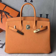Hermes Original Togo Leather Birkin 25/30/35 Handbag Orange (Gole-tone Hardware)