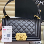 Chanel Quilted Original Lambskin Leather Small Boy Flap Bag Black/Gold (Top Quality)