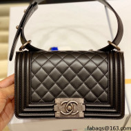 Chanel Quilted Original Lambskin Leather Small Boy Flap Bag Black/Silver (Top Quality)