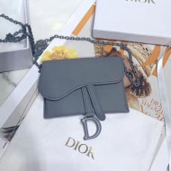 Dior Saddle Nano Pouch Chain Mini Bag in Grey Ultramatte Calfskin 2020
