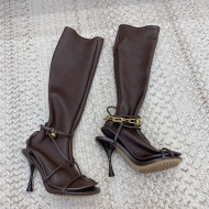 Bottega Veneta Dot Charm Leather Sock Lambskin High Boots Fondant Brown 2021 