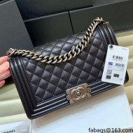 Chanel Quilted Original Haas Caviar Leather Medium Boy Flap Bag Black/Silver(Top Quality)