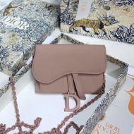 Dior Saddle Nano Pouch Chain Mini Bag in Nude Pink Ultramatte Calfskin 2020