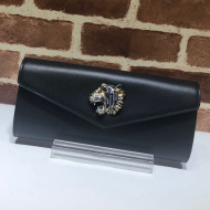 Gucci Broadway Leather Clutch with Tiger 576532 Black 2019