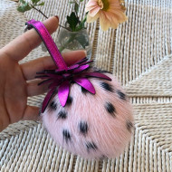 Fendi Mink Fur Strawberry Pom-Pom Bag Charm Pink 2019
