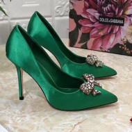 Dolce&Gabbana DG Silk Crystal Bow Pumps 10.5cm Green 2021