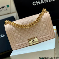 Chanel Quilted Original Haas Caviar Leather Medium Boy Flap Bag Nude Pink/Gold (Top Quality)
