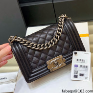 Chanel Quilted Original Haas Caviar Leather Small Boy Flap Bag Black/Silver (Top Quality)