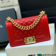 Chanel Quilted Original Haas Caviar Leather Small Boy Flap Bag Red/Gold (Top Quality)