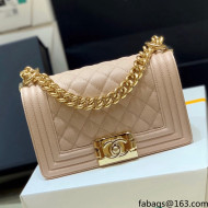 Chanel Quilted Original Haas Caviar Leather Small Boy Flap Bag Nude Pink/Gold (Top Quality)