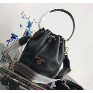Prada Leather Bucket Bag 1BE018 Black 2019