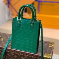 Louis Vuitton Petit Sac Plat Mini Tote Bag in Crocodile Embossed Leather N99487 Dark Green 2021