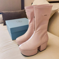 Prada Technical Nappa Platform Calf Short Boots 6.5cm Light Pink 2021