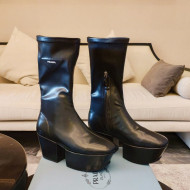 Prada Technical Nappa Platform Calf Short Boots 6.5cm Black 2021