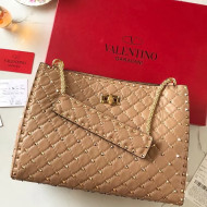 Valentino Rockstud Spike Shopping Tote Bag Beige 2018