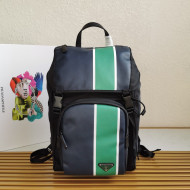 Prada Men's Striped Leather Backpack 2VZ135 Black/Green 2020
