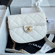 Chanel Quilted Calfskin Mini Messenger Bag AS2484 White 2021
