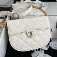 Chanel Quilted Calfskin Small Messenger Bag AS2485 White 2021