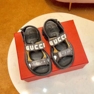 Gucci Flat Leather and Mesh Sandal 549909 Black/Yellow 2019(For Women and Men)
