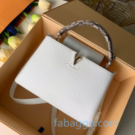 Louis Vuitton Capucines PM with Snakeskin Top Handle N93045 Snow White 2020