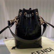 Fendi Mon Tresor Mini FF Leather Bucket Bag Black 2020