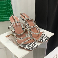 Amina Muaddi Leather Colored Crystal Strap High Heel Sandals 9.5cm White/Black 2022