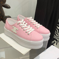 Celine Canvas Flatform Low-top Sneakers Pink 2022 032404