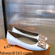 Louis Vuitton Patent Leather LV Buckle Flat Ballerinas White 2021 112472