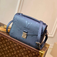 Louis Vuitton Pochette Metis Bag in Shimmering Navy Blue Embossed Grained Leather M59211 2021 