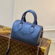 Louis Vuitton Speedy Bandoulière 20 Bag in Shimmering Navy Blue Embossed Grained Leather M58958 2021 