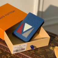 Louis Vuitton Pocket Organizer Wallet in Inlaid V Taiga Leather M30787 Blue 2021 