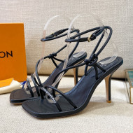 Louis Vuitton Nova Lambskin Strap Sandals 9cm Black 2021 