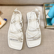 Louis Vuitton Nova Lambskin Strap Flat Sandals White 2021 
