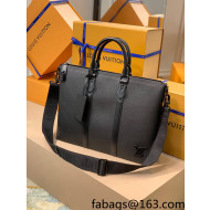 Louis Vuitton Grained Leather Lock It Tote Bag M59158 Black 2022 