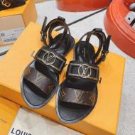 Louis Vuitton Academy Flat Sandals Black 2022