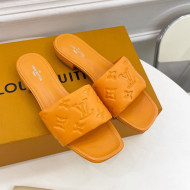 Louis Vuitton Revival Flat Slide Sandals in Monogram Embossed Lambskin Orange 2022 