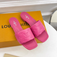 Louis Vuitton Revival Flat Slide Sandals in Monogram Embossed Lambskin Hot Pink 2022 
