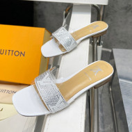 Louis Vuitton TPU and LV Crystal Flat Slide Sandals White 2022